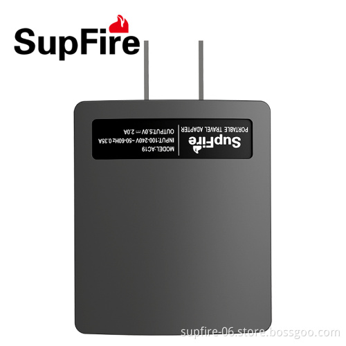 China DC 5V 2A plug charger SupFire AC19